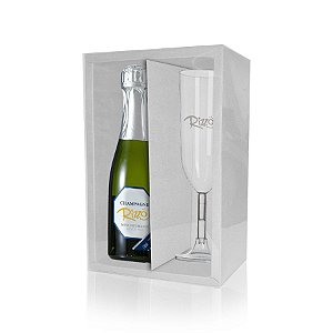 Caixa Mini Champanhe e Taça (20,5cm x 13cm x 6cm) Branca 5 unidades Assk
