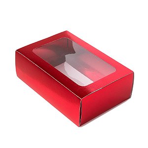 Caixa Gaveta com Visor Nº2 (8cm x 12cm x 4cm) Vermelha 10 unidades Assk  Embalagens