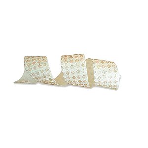 Fita Decorativa Aramada de Natal - Champagne/Nude - 6,3cm x 9,14m - 1 unidade - Rizzo