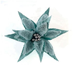 Poinsétia Decorativa de Natal - Azul - 50cm - 1 unidade - Rizzo