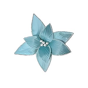 Poinsetia Decorativa de Natal - Azul - 30cm - 1 unidade - Rizzo