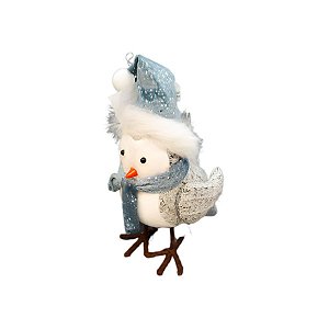 Passarinho Em Pé de Natal - Azul/Branco - 16cm - 1 unidade - Rizzo