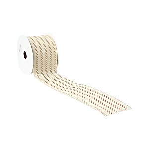 Fita Decorativa de Natal - Branco - 6.3cm x 9.14m - 1 unidade - Rizzo