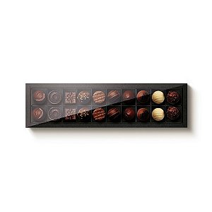 Caixa 20 Doces Retangular Preto com Tampa Cristal - 10 unidades - 39x9,5x4cm - Cromus Profissional