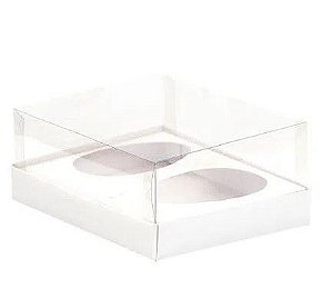 Caixa Ovo de Colher Duplo - Meio Ovo de 250g - 20,5cm x 17cm x 6,5cm - Branca - 5unidades - Assk - Páscoa