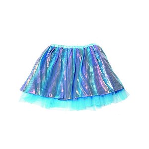 Saia Tule Tecido Holográfico Azul Infantil Tam Único - 01 Unidade - Cromus -