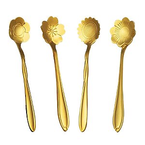 Colheres Flores de Luxo Dourado 04 Unidades Livon Rizzo