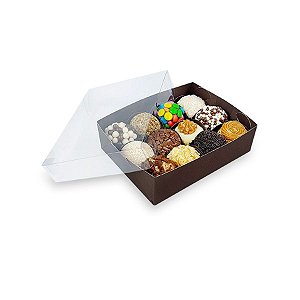 Caixa p 12 Doces Marrom - 13,7 cm - 10 unidades - Plac - Rizzo