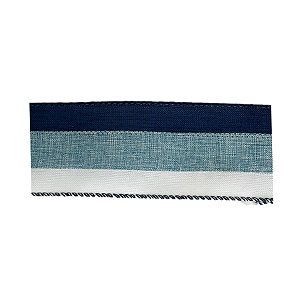 Fita Decorativa de Natal Listrada - Azul e Branca - 6,5x914cm - 1 unidade - Rizzo
