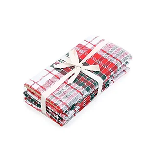 Guardanapo de Natal Xadrez - Verde/Branco/Vermelho - 40cm - 4 unidades - Cromus - Rizzo