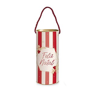 Lata Alça P/ Presente - Feliz Natal - Listrado - 1 UN - Cromus - Rizzo