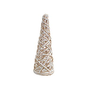 Enfeite Decorativo de Natal - Topiaria de Juta - Natural/Branco - 18cm - 1 unidade - Cromus - Rizzo