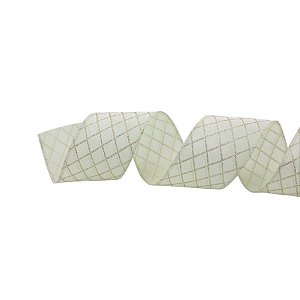 Fita Decorativa de Natal - Losango Nude e Prata - 6,3x9,14cm - 1 unidade - Cromus - Rizzo