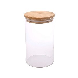 Pote de Vidro com Tampa em Bambú Hermética 6x9cm - 180ml - 1 unidade - Rizzo