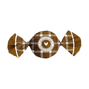Papel Trufa 14,5x15,5cm - Feito com Amor Marrom - 100 unidades - Cromus