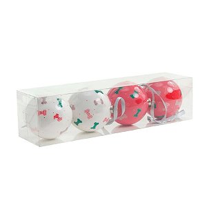 Bola de Natal Decorada - Pet Mania - 8cm - 4 unidades - Cromus - Rizzo