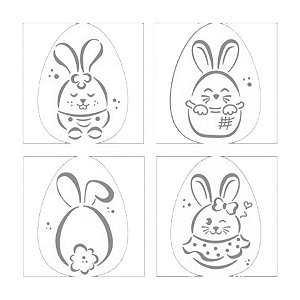 Mini Stencils Coelhinhos Divertidos - 4 unidades - BlueStar - Rizzo