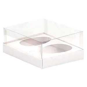 Caixa Ovo de Colher Duplo - Meio Ovo de 500g - 28,5x21,5x9cm - Branco - 5 unidades - ASSK - Rizzo