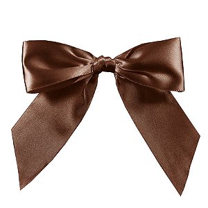 Laço Perfeito de Fita de Cetim com Lacre Prático - Marrom - G 11x13cm - 3 unidades - Cromus - Rizzo