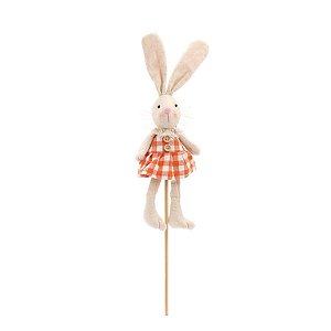 Pick Decorativo de Coelha Xadrez Laranja - 67cm - 1 unidade - Cromus - Rizzo