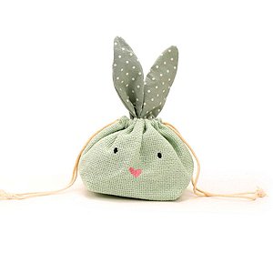 Saquinho Coelho com Rosto e Orelhas - Verde Água - 25x19cm - 1 unidade - Cromus - Rizzo