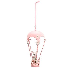 Enfeites de Pendurar de Metal Balão com Coelho de Páscoa Rosa - 9x15x9cm - 1 unidade - Cromus - Rizzo
