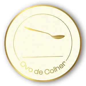 Adesivo "Ovo de colher branco" - Ref.2145 - Hot Stamping - Dourado - 40 unidades - Stickr - Rizzo