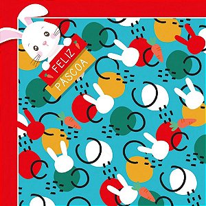 Saco Express 44x44cm para Ovos de 500g a 750g - Chuva de Alegria Turquesa - 5 unidades - Cromus - Rizzo