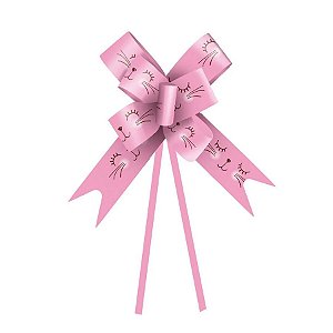 Laço Pronto Carinha Coelho Rosa 49mm - 10 unidades - Cromus - Rizzo