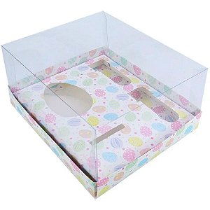 Caixa Ovo de Colher Kit Confeiteiro - Meio Ovo de 100g a 150g - 20,5cm x 17cm x 9,7cm - Páscoa Branca - 5unidades - Assk