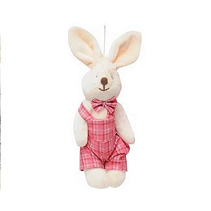 Coelho Xadrez Rosa para Pendurar 15cm  - 1 unidade - Rizzo
