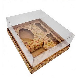 Caixa Ovo de Colher Kit Confeiteiro - Meio Ovo de 100g a 150g - 20cm x 15,5cm x 10cm - Coelhos Coloridos - 5 unidades -