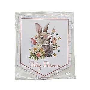 Tag - Feliz Páscoa Branco 13cm - 5 unidades - Rizzo