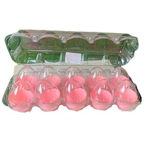 Caixa com 10 Mini Ovos de Plástico Rosa e Transparente - 1 unidade - Rizzo