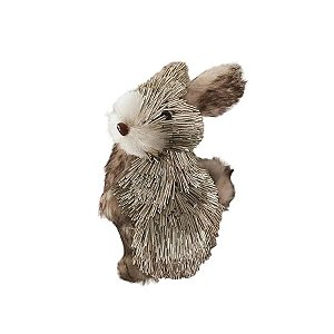 Coelho Decorativo Dourado com Pelos - 21cm - 1 unidade - Rizzo