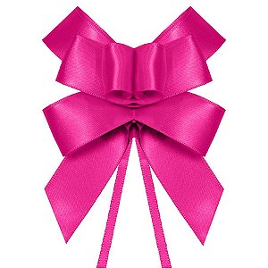 Laço Fácil de Fita de Cetim - Rosa Neon - 22mm - 5 unidades - Progresso - Rizzo