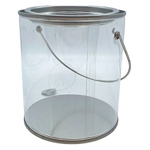 Lata com Alça e Tampa Prata - 10x9cm - 6 unidades - Rizzo