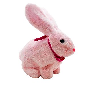 Coelho de Pelúcia Rosa com Som em Movimento - 24cm - 1 unidade - Rizzo