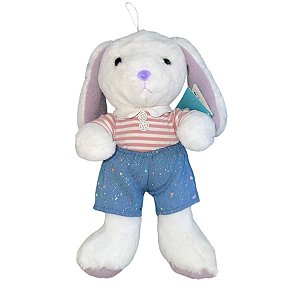Coelho de Pelúcia Branco e Roxo - 33cm - 1 unidade - Rizzo