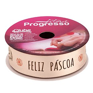 Fita de Cetim ECF005D 22mm - Cor 350 -  Feliz Páscoa -  Rolo 10m - 1 unidade - Fitas Progresso - Rizzo