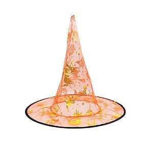 Chapéu de Bruxa Transparente - Laranja - 1 unidade - Rizzo