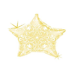 Balão de Festa Metalizado 21" 53cm - Estrela Dourada - 1 unidade - Rizzo