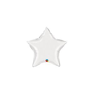Balão de Festa Microfoil 4" 10cm - Estrela Branco Metalizado - 1 unidade - Qualatex Outlet - Rizzo