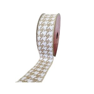 Fita Aramada Decorativa De Natal - Juta Com Branco - 3,8cmx9,14m - 1 unidade - Cromus - Rizzo