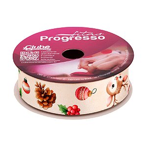 Fita de Cetim 10m x 22mm - Cor 188 - Elementos Natalinos - Rolo 10 metros - 1 unidade - Progresso - Rizzo