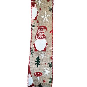 Fita Decorativa de Natal - Noel e Pinheiros - 7x914cm - 1 unidade - Rizzo