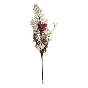 Galho de Flor Decorativa - Branco e Vermelho - 53cm - 1 unidade - Rizzo