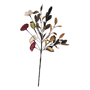 Galho de Flor Decorativa - Branca e Vermelha - 47cm - 1 unidade - Rizzo