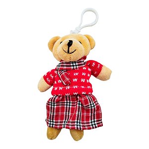 Chaveiro Urso de Pelúcia - Vestido Vermelho - 12cm - 1 unidade - Rizzo