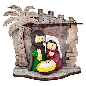 Enfeite de Natal em Poliresina - Sagrada Família Bebe no Cesto - 13x11cm - 1 unidade - Rizzo